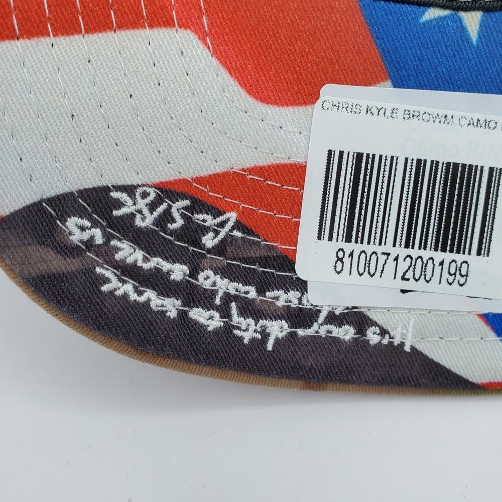 NWT Hooey Chris Kyle Brown Camo Men's Trucker Hat Flexfit American Flag S-M - Picture 7 of 15